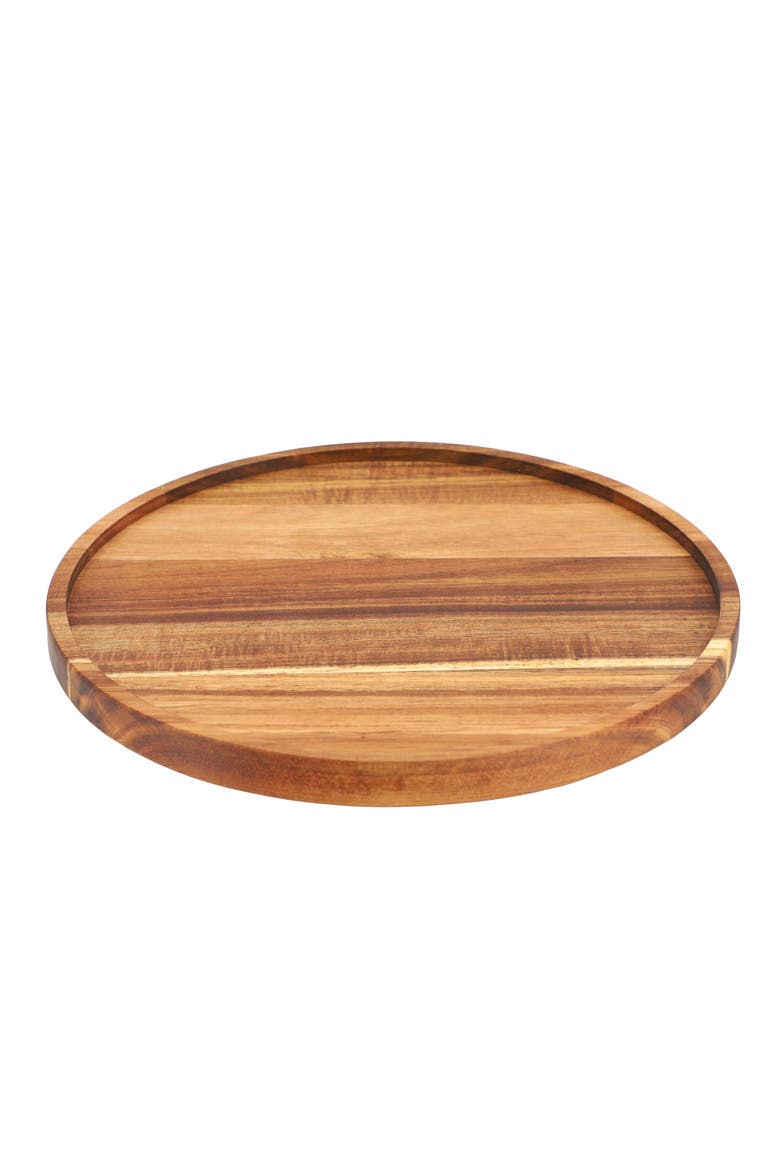 12 Inch Acacia Wood Lazy Susan Tray, Alternate, color, Acacia