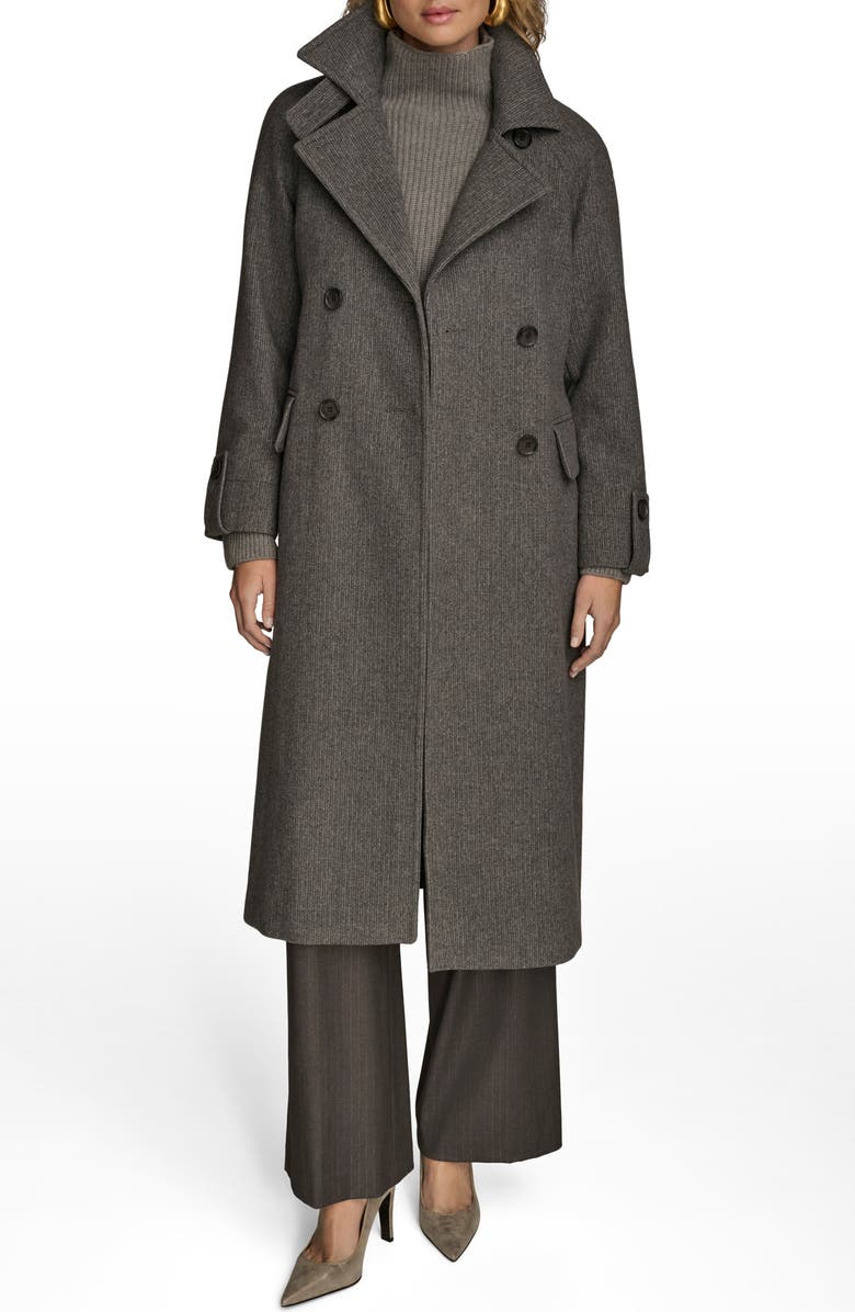 Donna Karan New York Convertible Collar Double Breasted Wool Blend Coat, Main, color, Steel