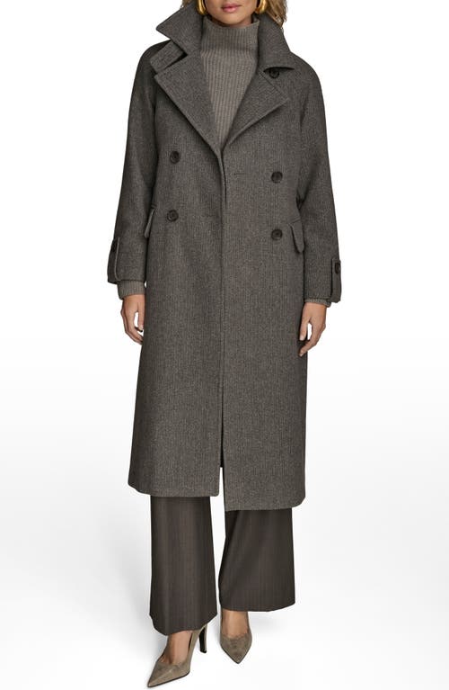 Donna Karan New York Convertible Collar Double Breasted Wool Blend Coat In Gray