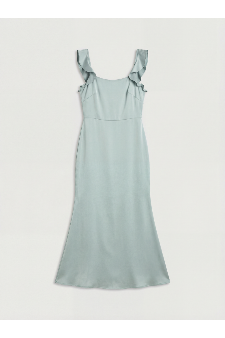 Satin Bridesmaid Midi Dress, Alternate, color, Sage