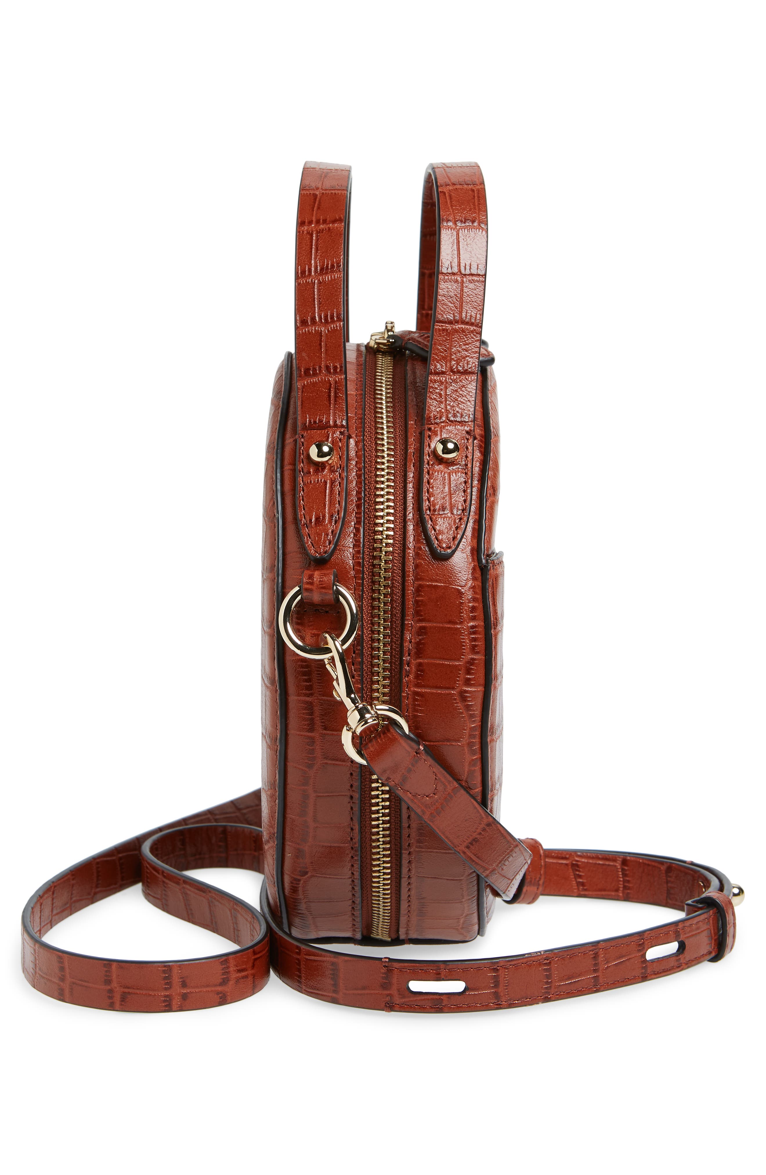 Rebecca Minkoff Jody Croc Embossed Leather Circle Crossbody Bag, Alternate, color, 