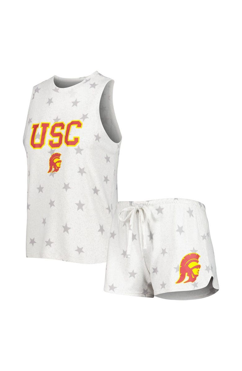 CONCEPTS SPORT Women's Concepts Sport Cream USC Trojans Agenda Stars Tank Top and Shorts Sleep Set, Main, color, 