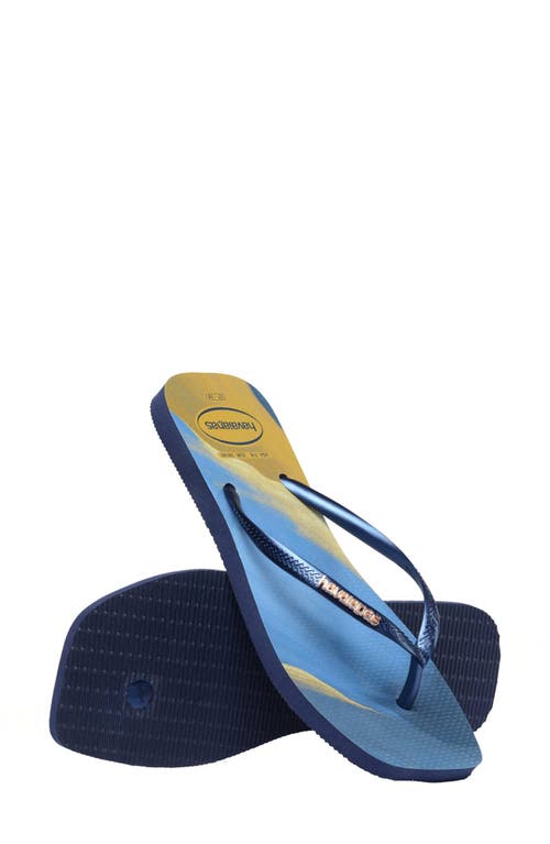 Havaianas Slim Square Flip Flop In Navy Blue
