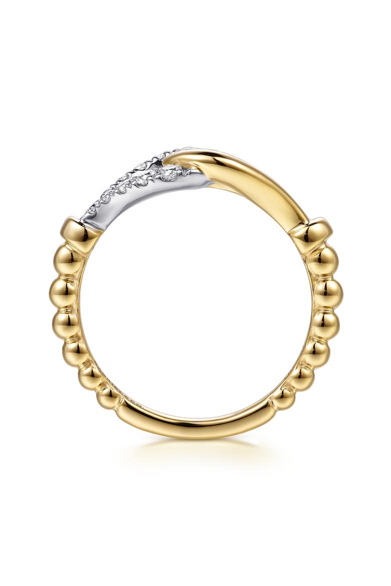 Bujukan Strides Stirrup Two-Tone 14K Gold & Diamond Ring, Alternate, color, TWO TONE