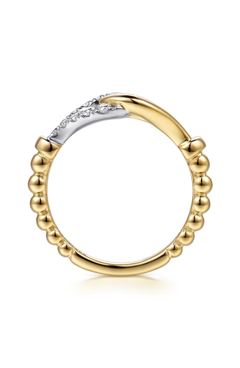 Gabriel & Co. Bujukan Strides Stirrup Two-Tone 14K Gold & Diamond Ring, Alternate, color, Two Tone