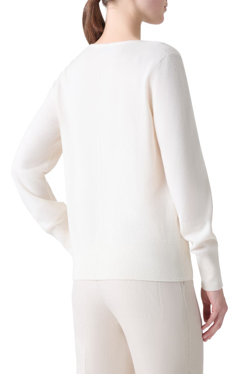 Akris V-Neck Cashmere Sweater, Alternate, color, Ecru