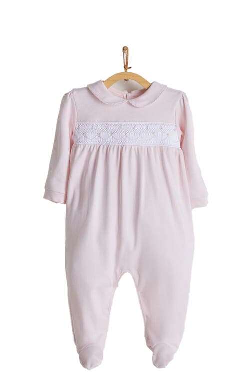 Babycottons Smock Pima Footed Playsuit In Pink