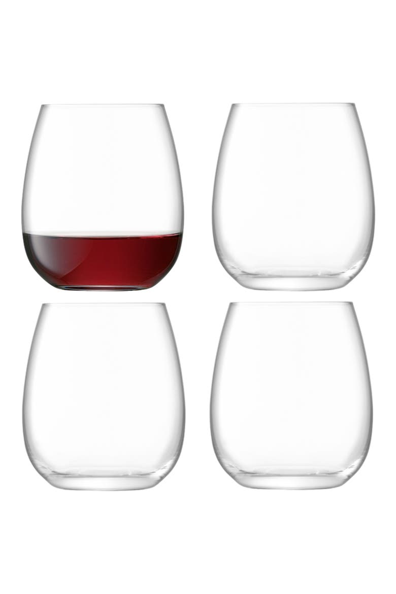Borough Set of 4 Stemless Wine Glasses, Alternate, color, CLEAR