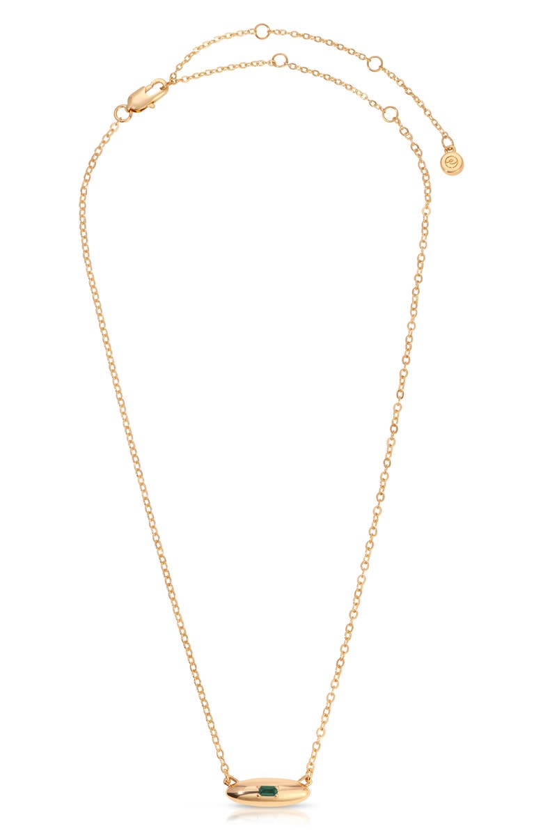 Ettika Baguette Cubic Zirconia Dome Pendant Necklace, Alternate, color, Green