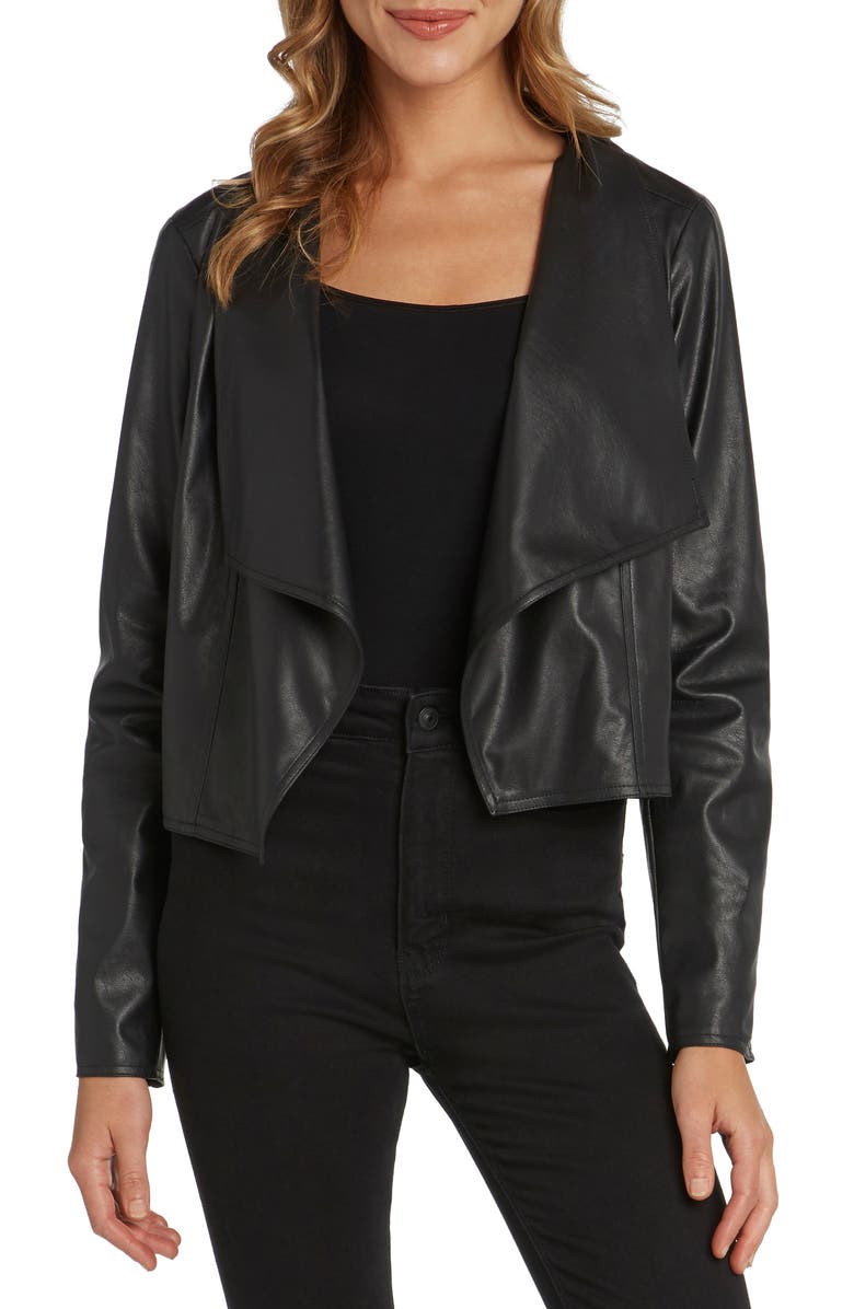 matty m. Drape Collar Faux Leather Jacket, Main, color,