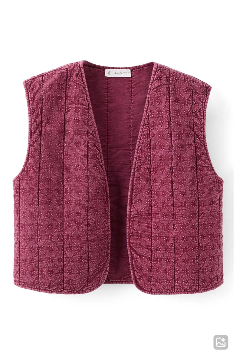 Embroidered Quilted Vest, Alternate, color, BURGUNDY