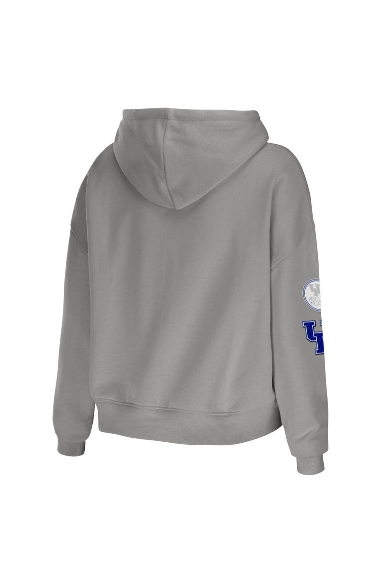Women's WEAR by Erin Andrews Gray Kentucky Wildcats Mixed Media Cropped Pullover Hoodie, Alternate, color, Gray