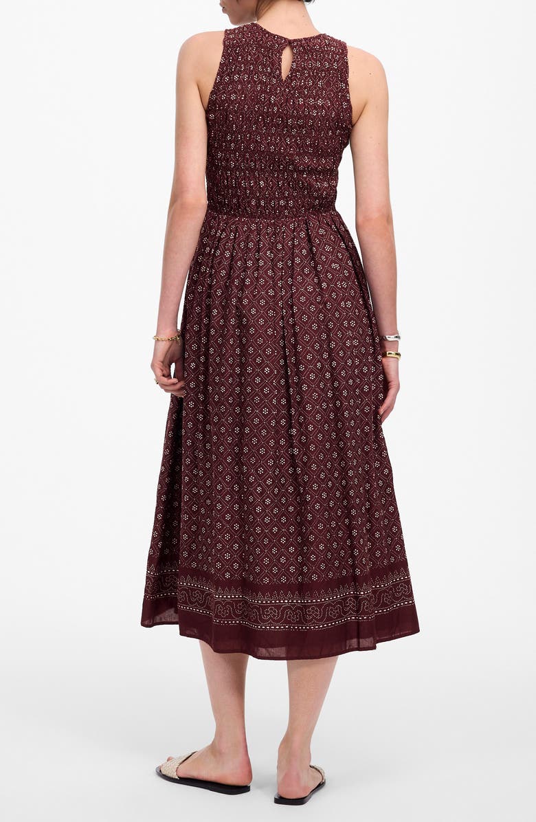 Madewell The Melody Smocked Cotton Midi Dress in Daisy Print, Alternate, color, Dusty Plum