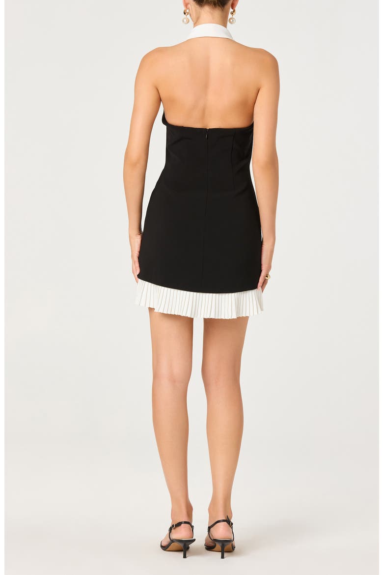 Casandra Halter Neck Minidress, Alternate, color, BLACK WHITE