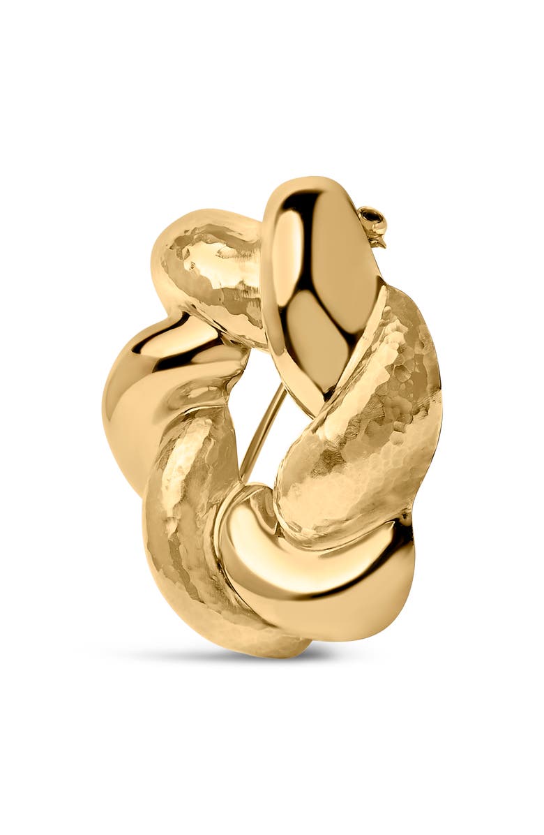 Haus of Brilliance 18K Yellow Gold Sculpted Knot Brooch, Alternate, color, Yellow