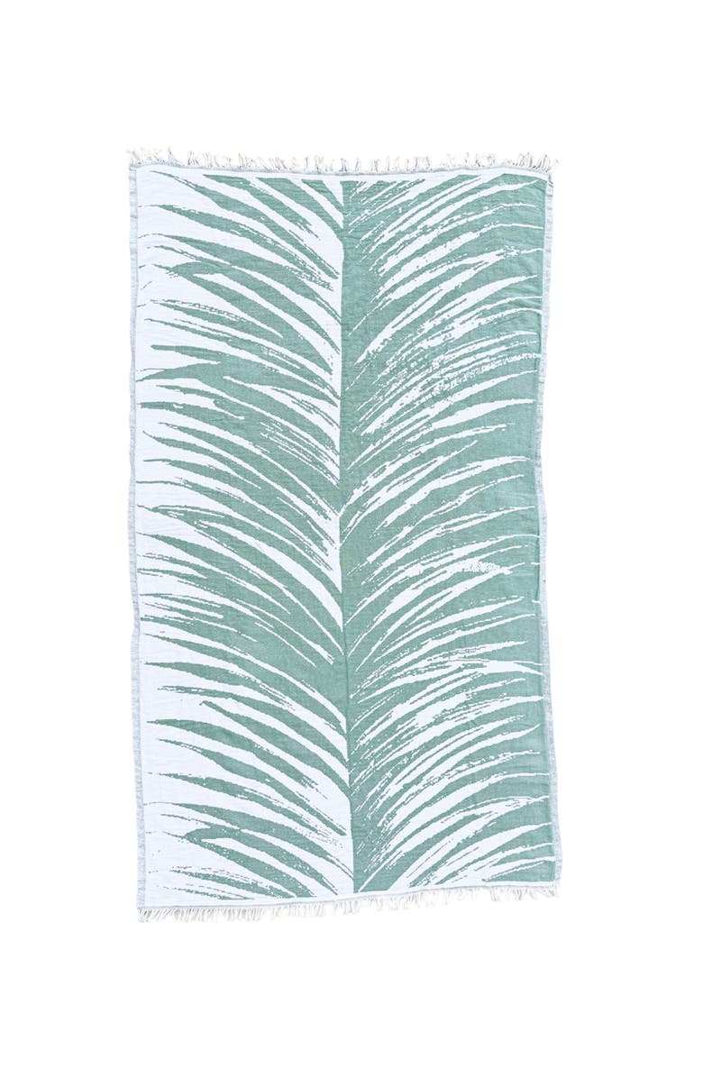 Anaya Tropical Turkish Cotton Beach Towel, Main, color, Sea Green