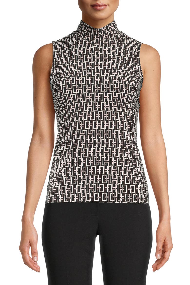 Speakeasy Sleeveless Mock Neck Top, Main, color, ANNE BLACK/ DEVONSHIRE COMBO