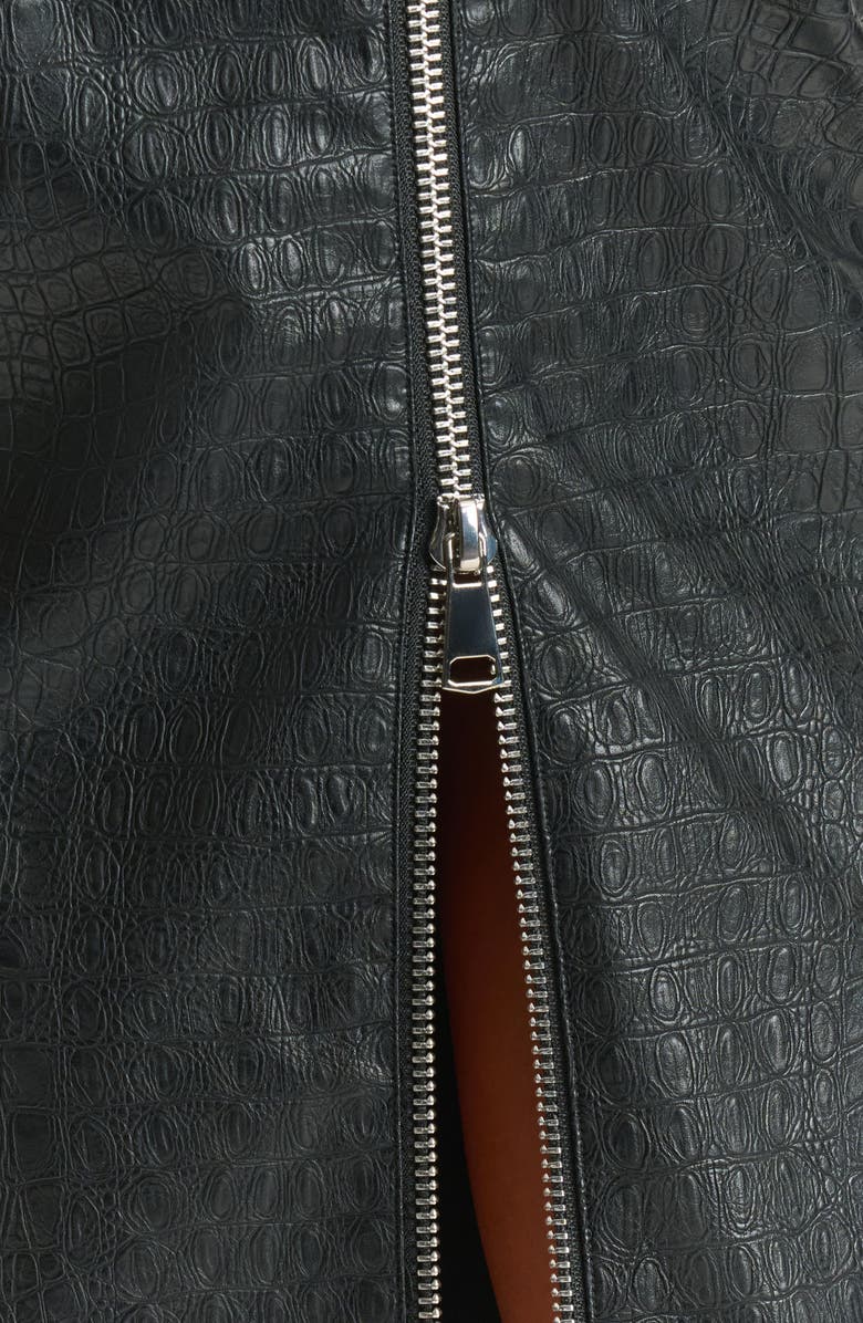 Naked Wardrobe Croc Embossed Faux Leather Midi Skirt, Alternate, color,