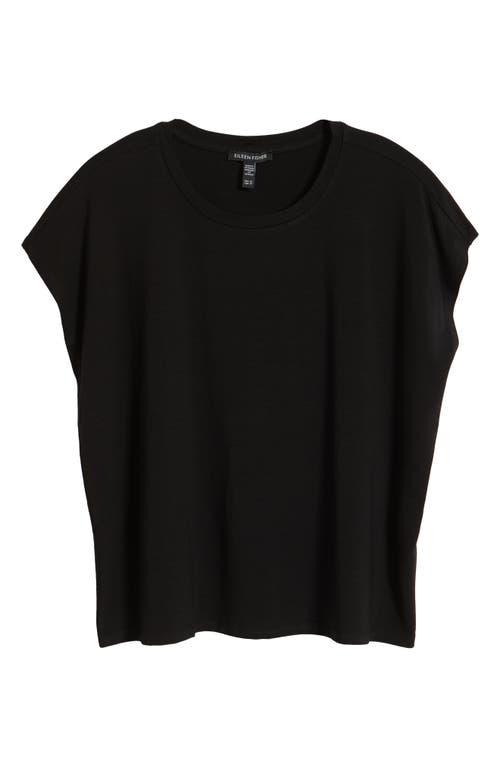 Eileen Fisher Crewneck Stretch Jersey Top In Black