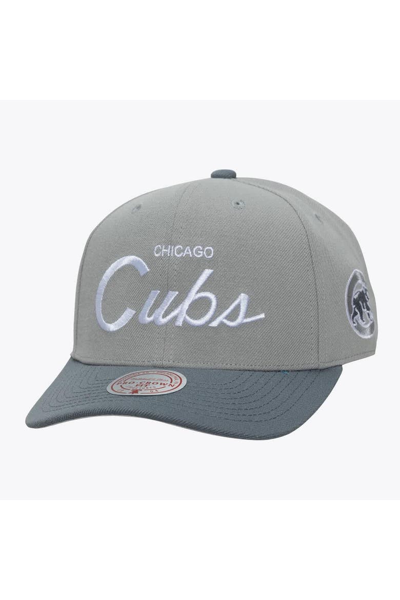 Men's Mitchell & Ness  Gray Chicago Cubs Thunderstorm Head Coach Pro-Crown Adjustable Hat, Main, color, Gray