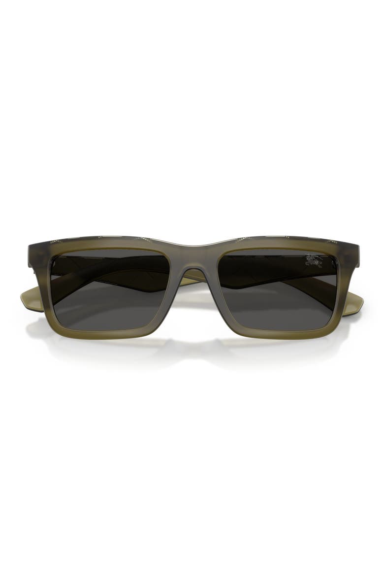 53mm Rectangular Sunglasses, Alternate, color, MATTE GREEN / DARK GREY