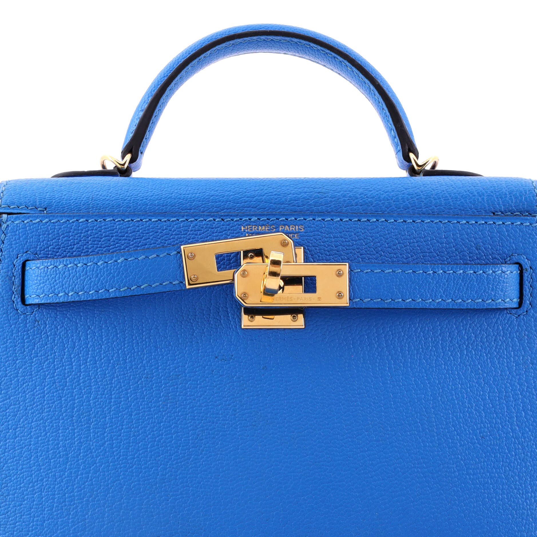 Kelly Mini II Bag Blue Chevre Mysore with Gold Hardware 20, Alternate, color, Blue
