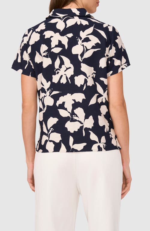Halogenr Halogen(r) Floral Short Sleeve Shirt In Classic Navy