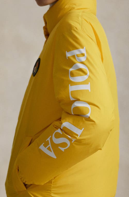 Polo Ralph Lauren Logo Down Puffer Jacket In Yellow