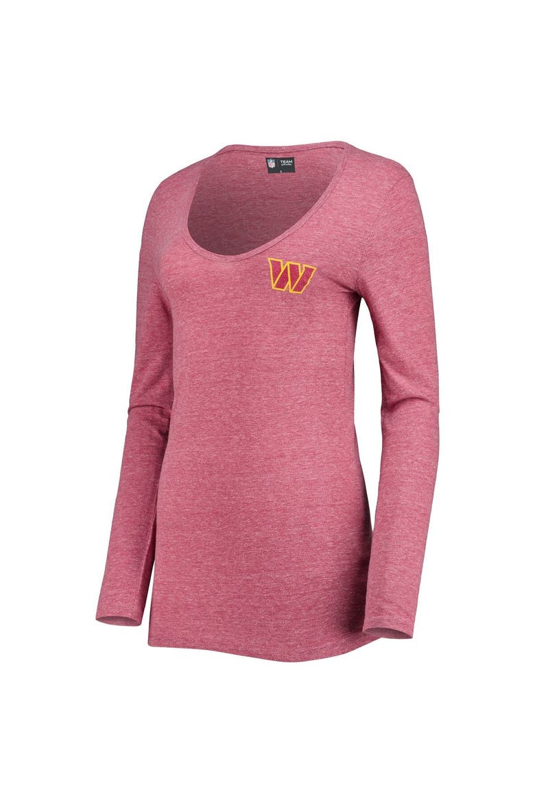 Women's New Era Burgundy Washington Commanders Scoop Neck Tri-Blend Long Sleeve T-Shirt, Alternate, color, Burgundy