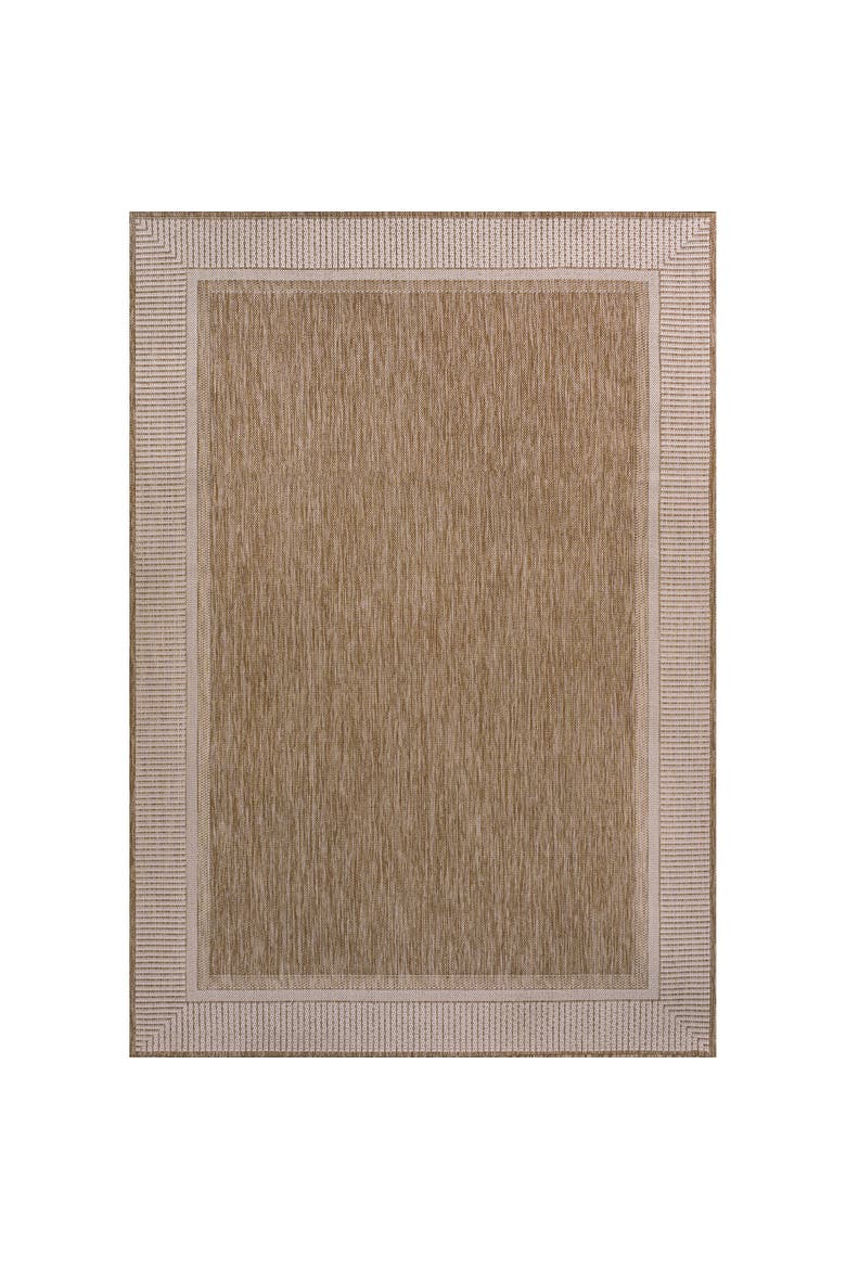 Hali Coastal Casual Wide Stripe Border Indoor/Outdoor Area Rug, Main, color, Beige/Cream