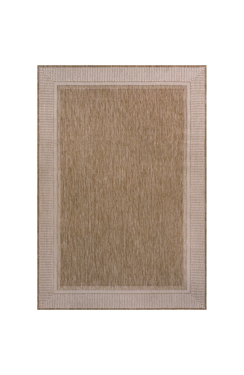 JONATHAN Y Hali Coastal Casual Wide Stripe Border Indoor/Outdoor Area Rug, Main, color, Beige/Cream