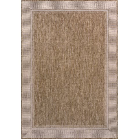 Hali Coastal Casual Wide Stripe Border Indoor/Outdoor Area Rug