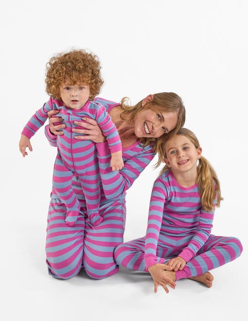 Leveret Cotton Striped Matching Family Pajamas In Purple