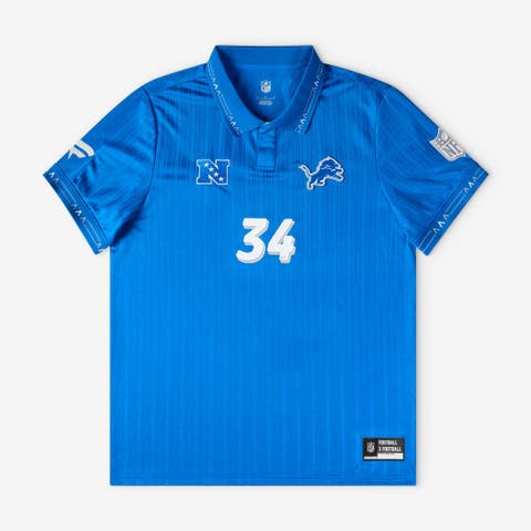 Men's Fanatics Blue Detroit Lions Football x Football Collared Fan Top