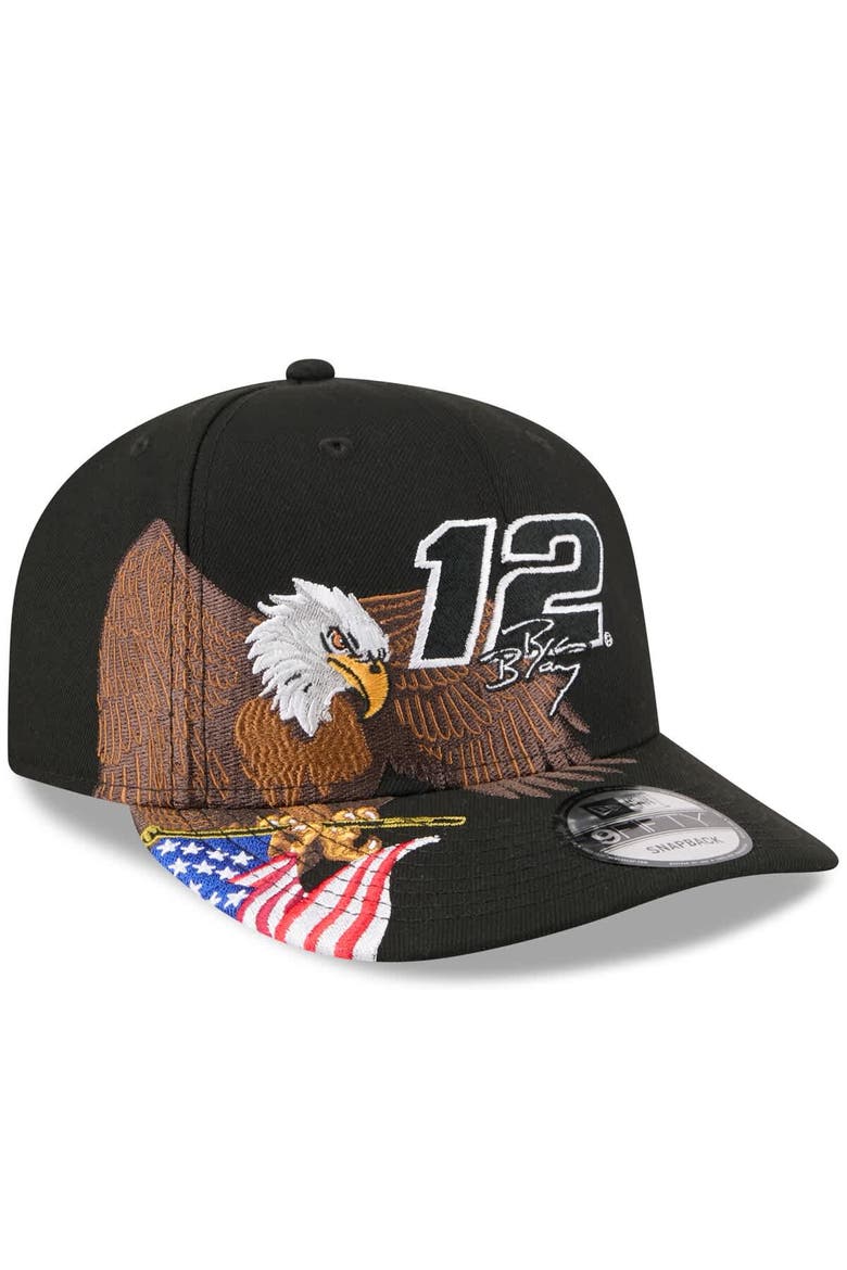 Men's New Era Black Ryan Blaney Patriotic Eagle & Flag A-Frame 9FIFTY Snapback Hat, Main, color, Black