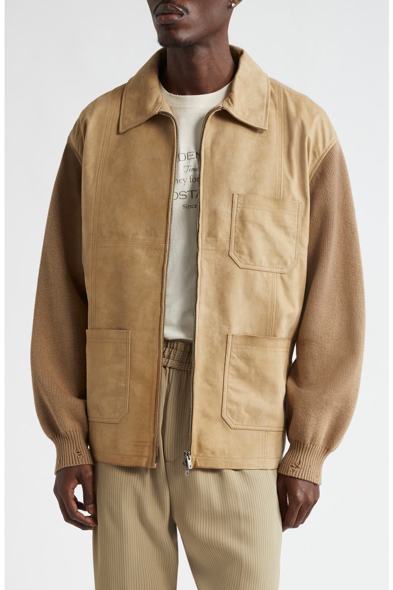 Journey Mixed Media Full Zip Jacket, Main, color, TRAVERTINE