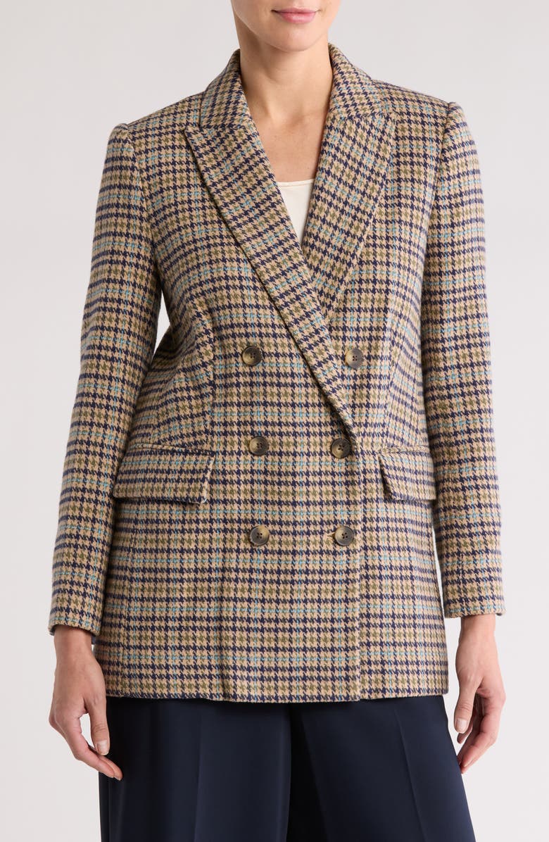 L'AGENCE Aimee Houndstooth Double Breasted Blazer, Main, color,