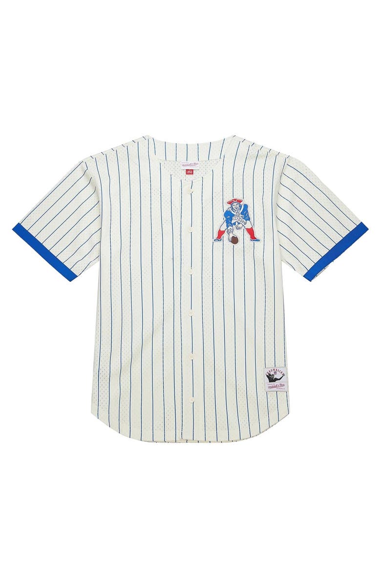 Mitchell & Ness Men's Mitchell & Ness  Cream New England Patriots Final Seconds Vintage Logo Mesh Button-Up Shirt, Alternate, color, 