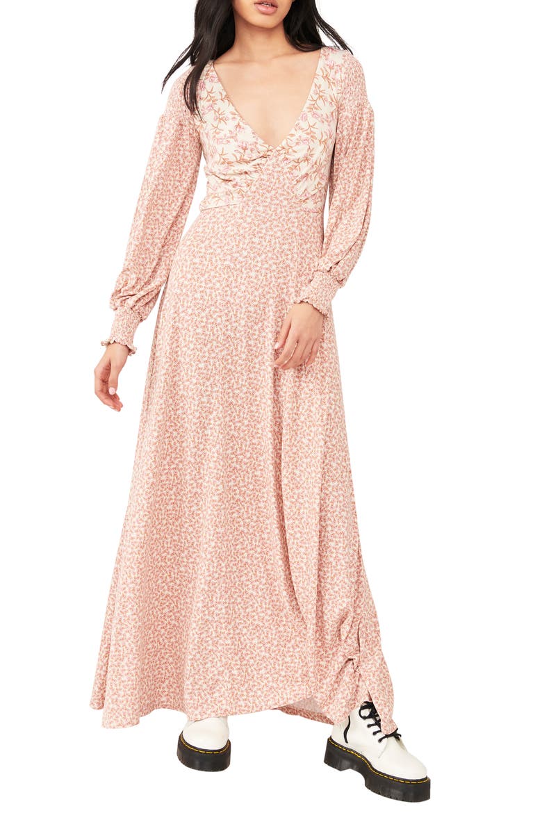 Love Story Long Sleeve Maxi Dress, Main, color, TEA COMBO