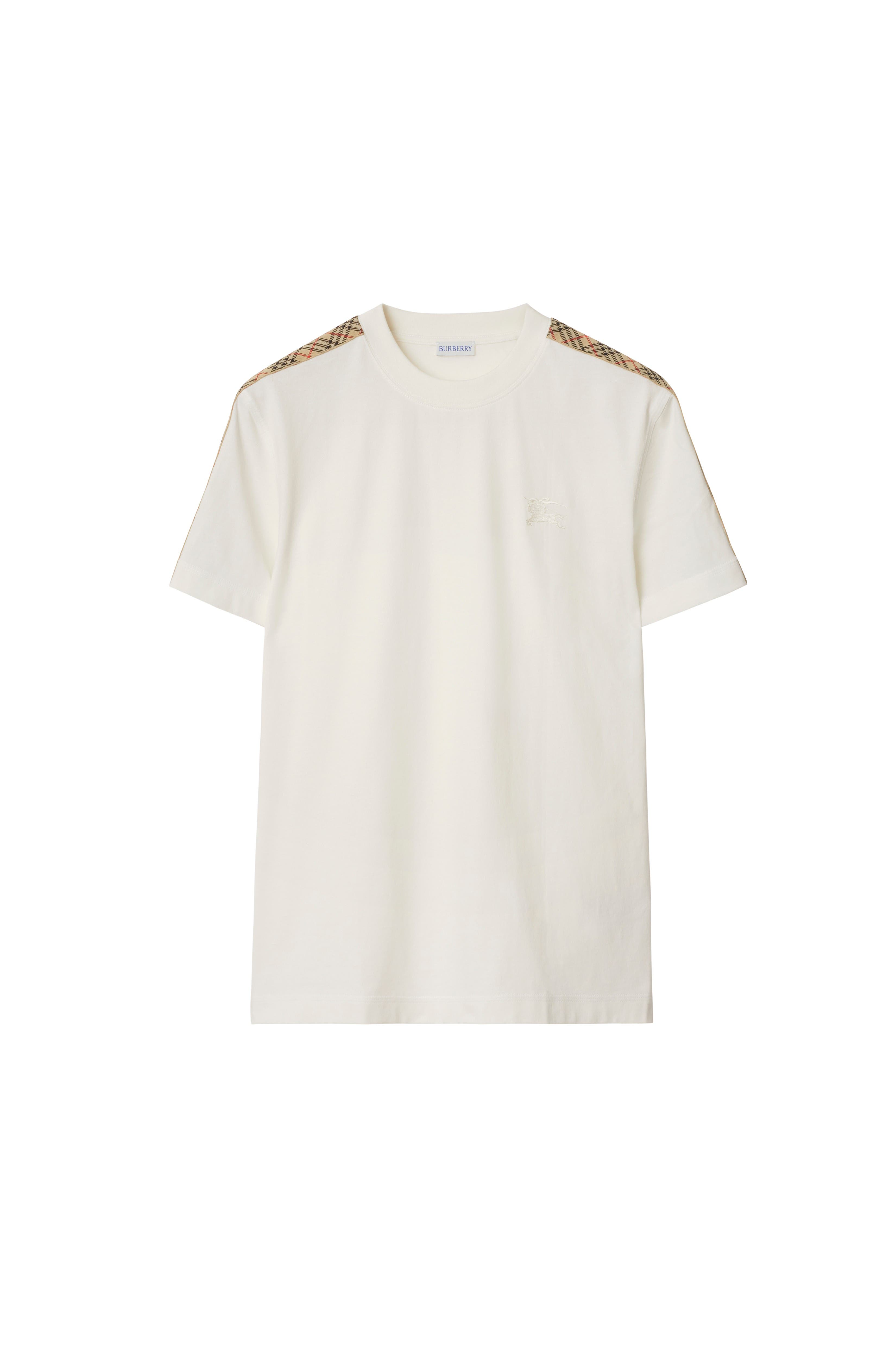 Check Trim Cotton T-shirt - image 4