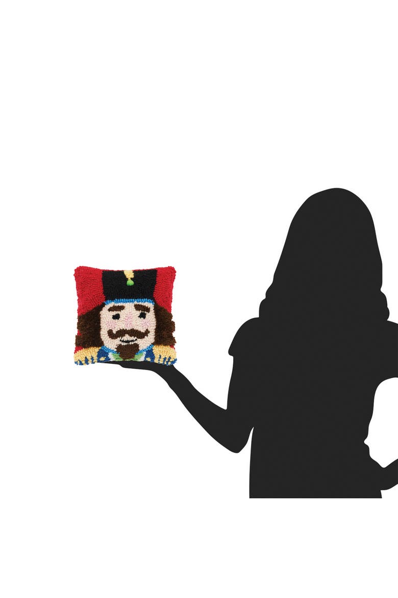 Christmas Nutcracker Mini Hooked Accent Pillow 8" x 8", Alternate, color, Red