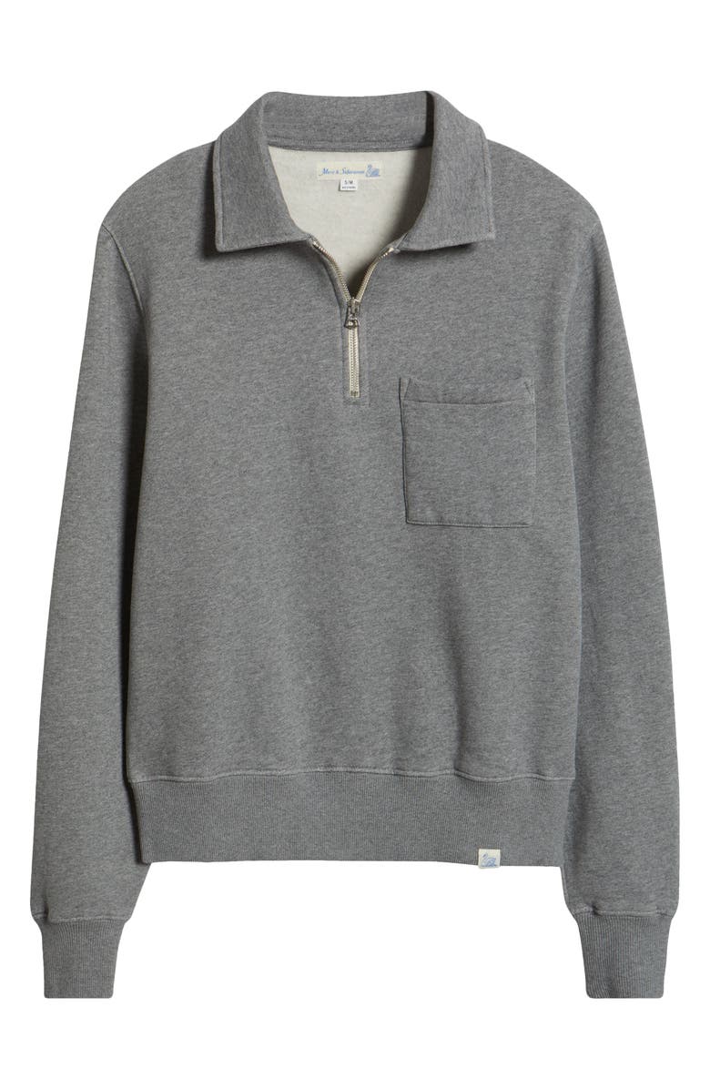 MERZ B SCHWANEN Quarter Zip Organic Cotton Sweatshirt, Alternate, color, Grey Melange