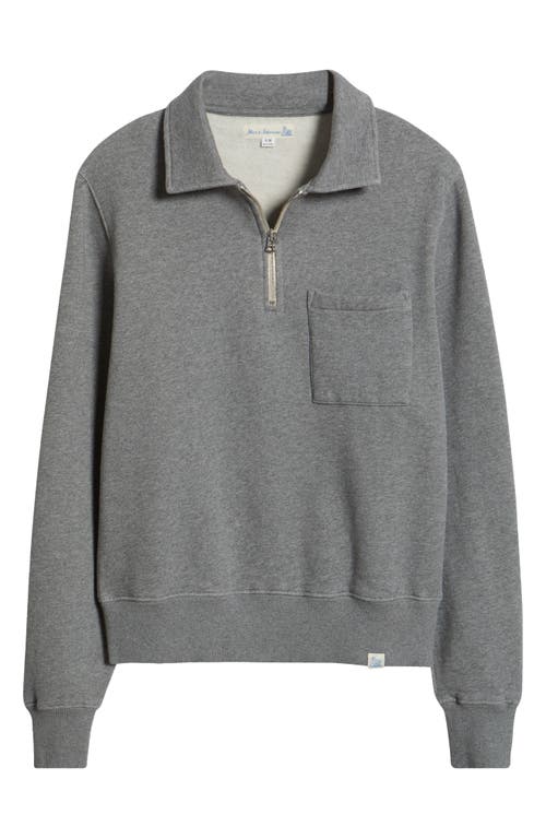 Shop Merz B Schwanen Quarter Zip Organic Cotton Sweatshirt In Grey Melange