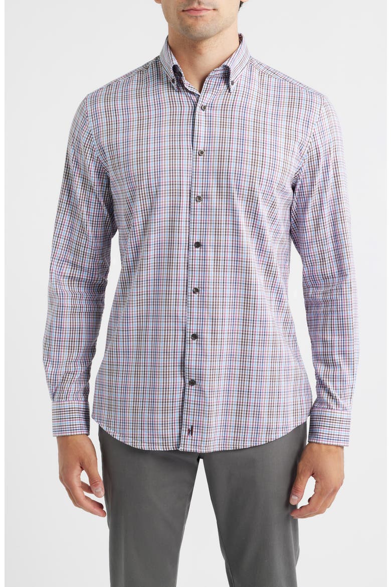 Adelson Check Button-Down Shirt, Main, color, COFFEE