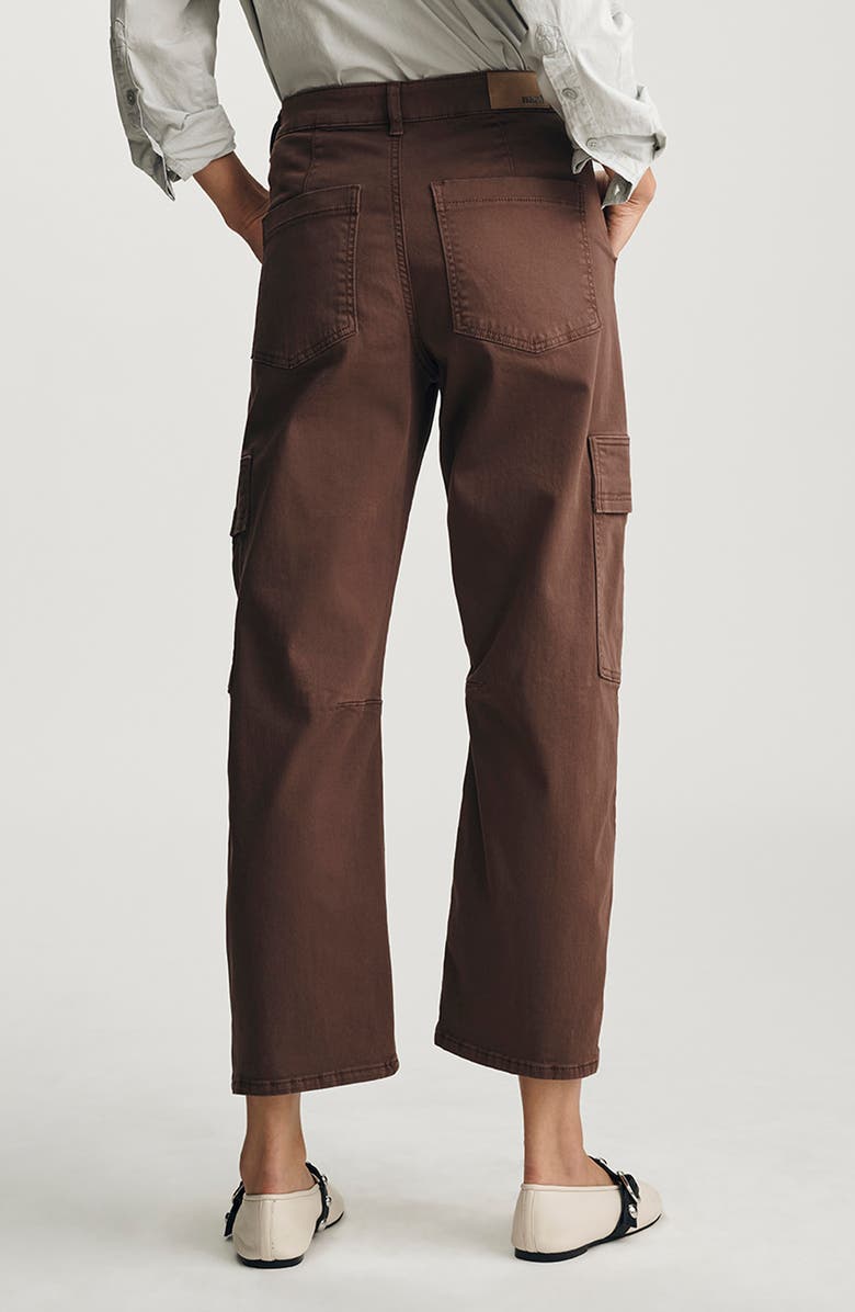 Mavi Jeans Vinnie High Waist Ankle Barrel Cargo Twill Pants, Alternate, color, Brown Casual Twill