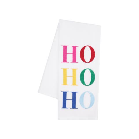 "Ho Ho Ho" Christmas Embroidered 100% Cotton Flour Sack Dishtowel