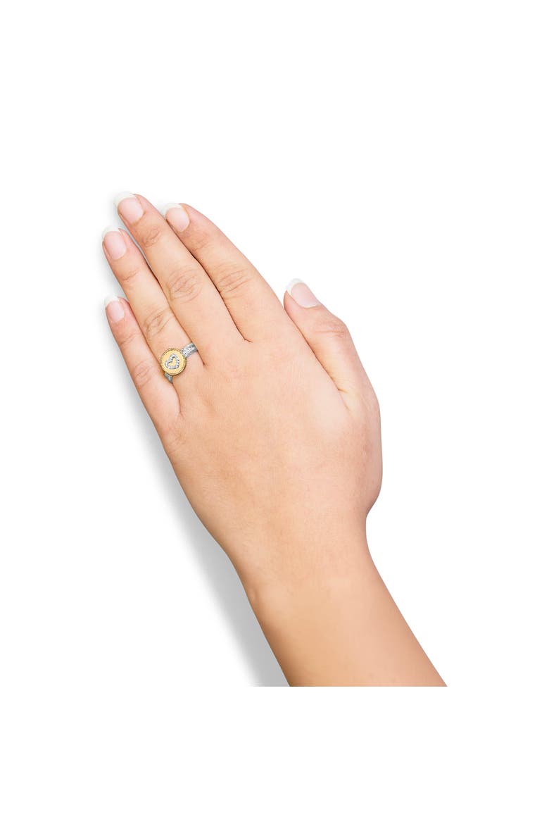 Silver Diamond Cross Ring with Satin Finish, Alternate, color, Yellow
