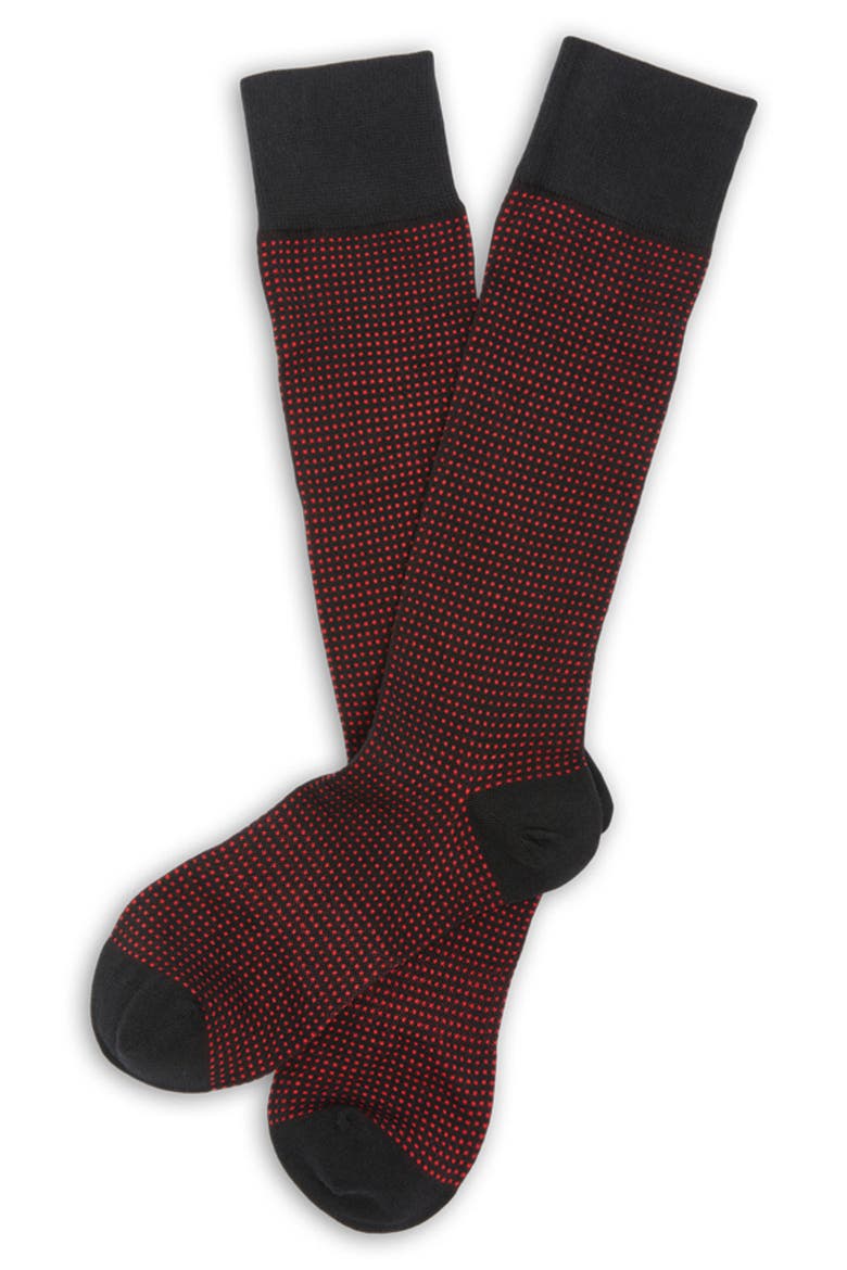Birdseye Mid-Calf Premium Novelty Dress Socks, Alternate, color, RED / BLACK