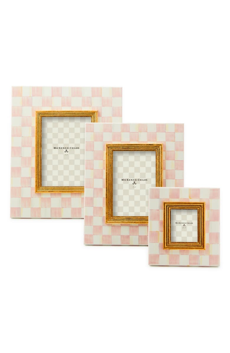 MACKENZIE CHILDS Rosy Check Enameled Steel 2.5 x 3-Inch Picture Frame, Alternate, color, Rosy