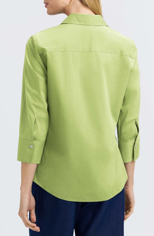 Foxcroft Mary Button-up Blouse In Green